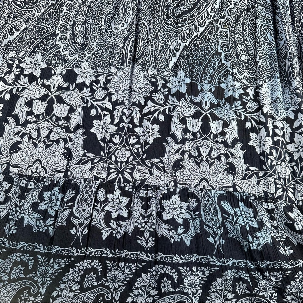 Bila Bohemian Paisley Crochet Sleeveless Navy Blue Maxi Summer Dress Size L - Picture 9 of 13